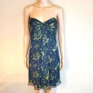 Paisley empire waist night out strapless dress